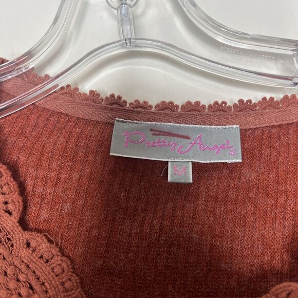 Pretty Angel One Sleeve Top Medium Orange Lace Sheer Asymmetric Artsy Fairy Boho - Picture 7 of 10